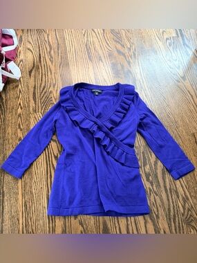 Banana Republic Royal blue V-Neck Sweater small petite merino wool